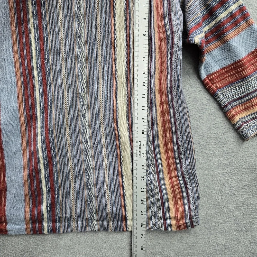 Chaps Denim Women Sweatshirt‎ L Blue Striped Boho 3/4 Sleeve